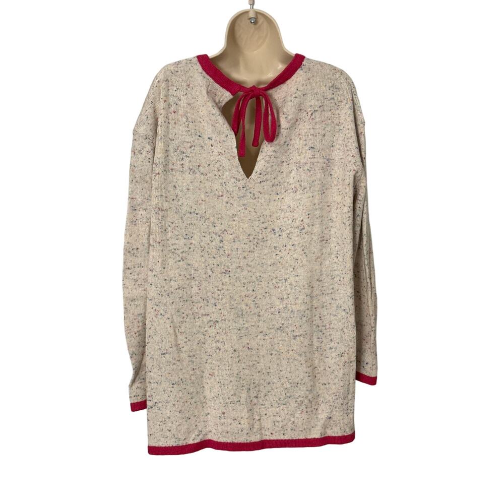 Marleylilly Confetti Knit Sweater‎ Womens L/XL Pink Trim Tie Back Tunic Cream - Picture 3 of 10